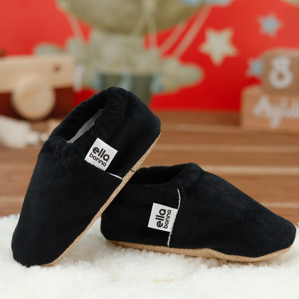 Velvet Soft Sole Baby Moccasins – Black