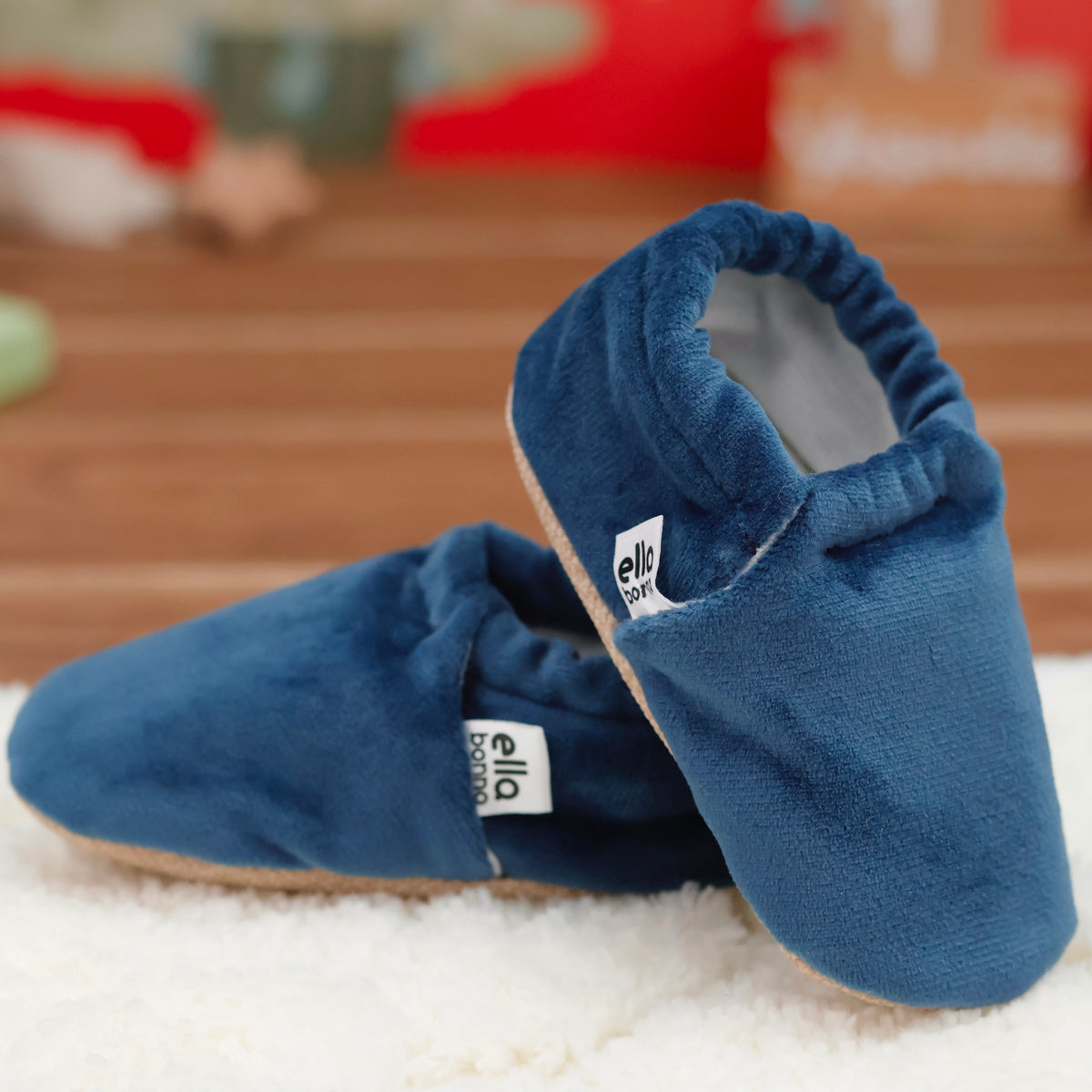 Velvet Soft Sole Baby Moccasins – Dark Blue