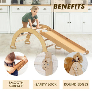 3-in-1 Montessori Play Set for Kids – Arch, Slide & Cushion - KiddoLux