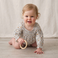 Organic Smocked Long Sleeve Romper - Ivy