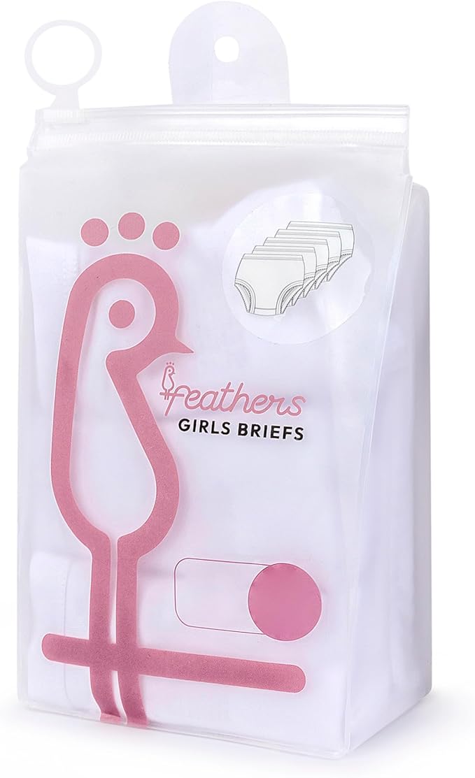 Feathers Solid White Snug Tagless Super Soft Cotton Underwear - Girls Underwear Briefs Panties 5-Pack (White)