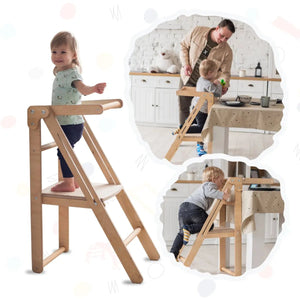 Wooden Step Stool for Kids – Montessori Independence Tool - KiddoLux