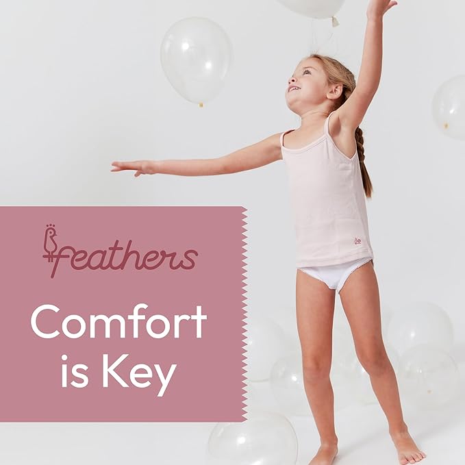 Feathers Solid White Snug Tagless Super Soft Cotton Underwear - Girls Underwear Briefs Panties 5-Pack (White)