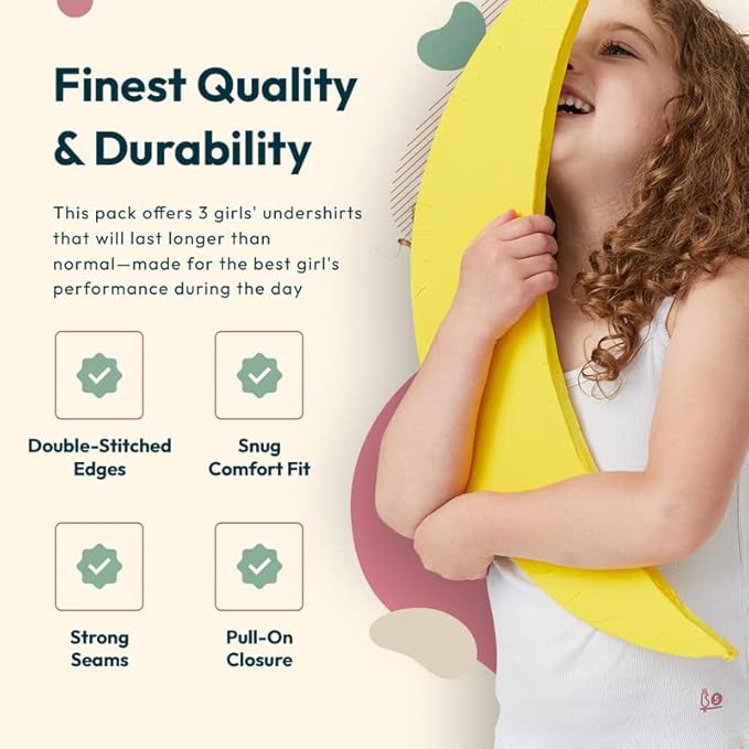 Feathers Girls and Toddler Undershirts - Kids Camisoles - Super Soft Cotton