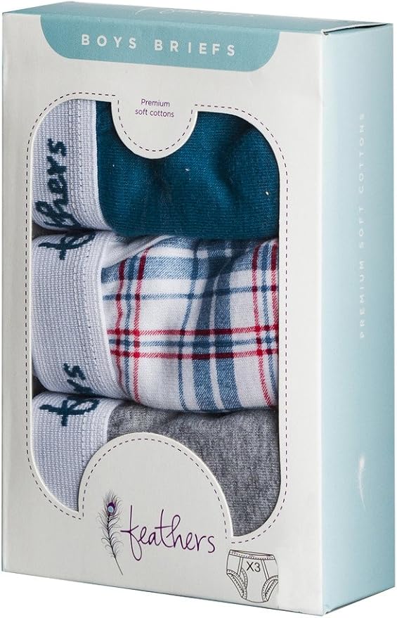 Feathers Boys Multi Plaid Tagless Briefs Underwear - (3/Pack)