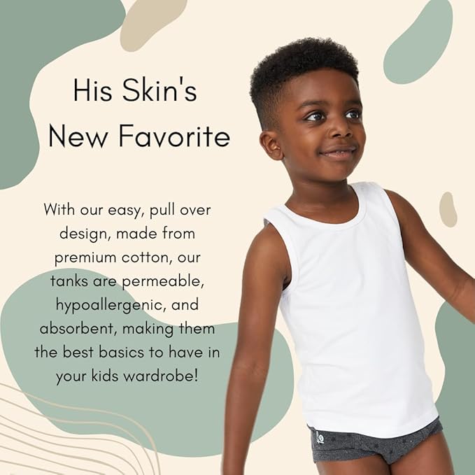 Feathers Boys White Tank Top 100% Cotton Tagless Undershirts 3-Pack