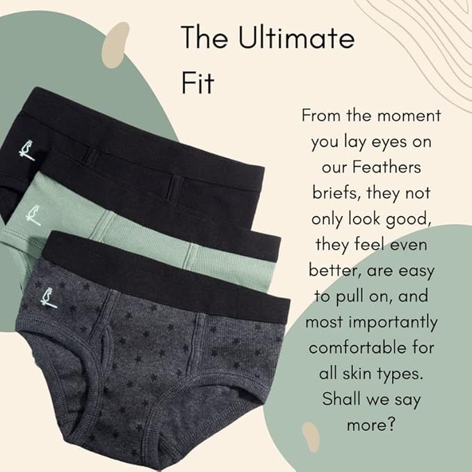 Feathers Boys' Cotton Stretch Tagless Briefs Underwear - (3/pack)
