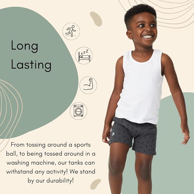 Feathers Boys White Tank Top 100% Cotton Tagless Undershirts 3-Pack