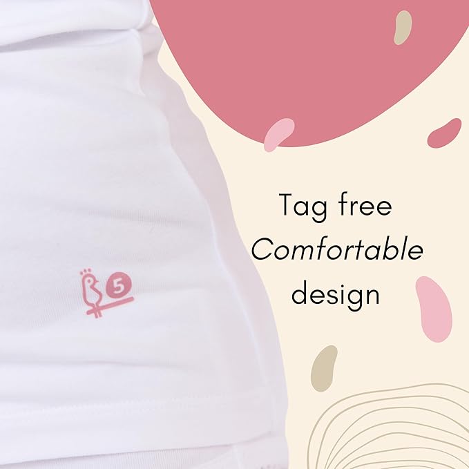 Feathers Girls Solid White Snug Fit Tagless Cami Vest - 100% Cotton Super Soft Undershirts (3/Pack)