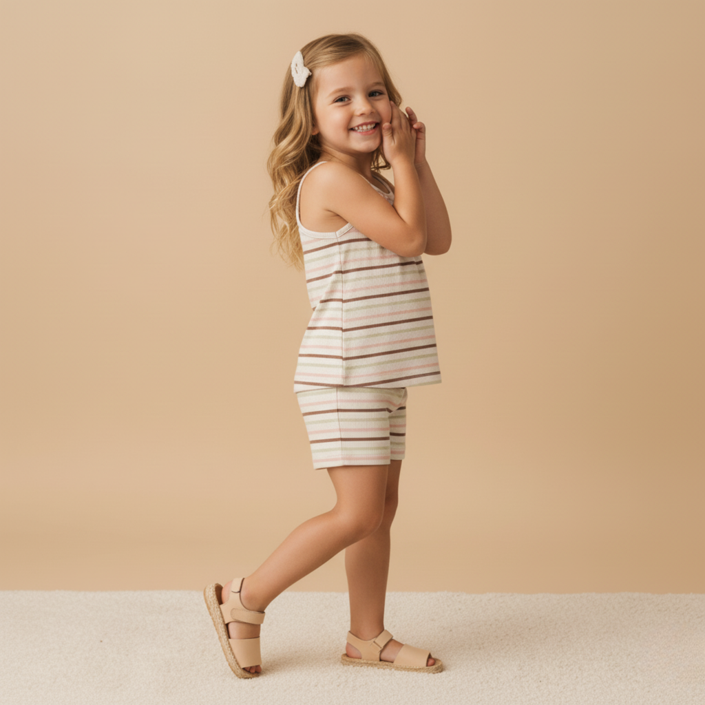 Organic Tank Top & Shorts Set - Terra Stripes