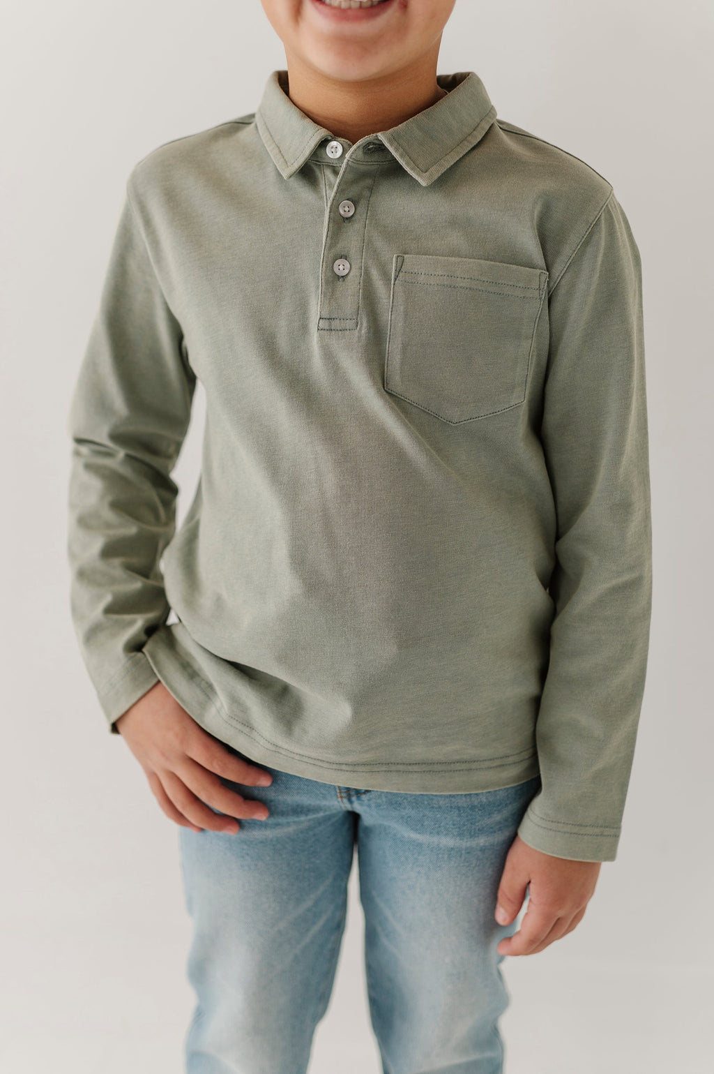 Boys Garment-Washed Collar Shirt in Iceberg