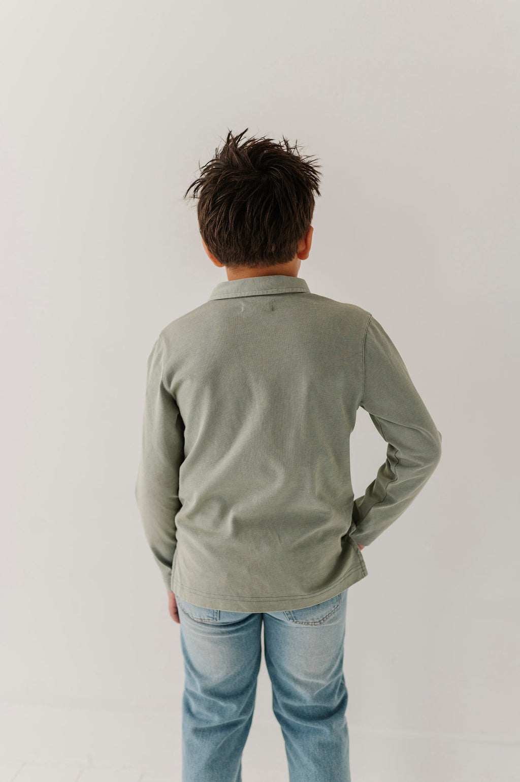 Boys Garment-Washed Collar Shirt in Iceberg