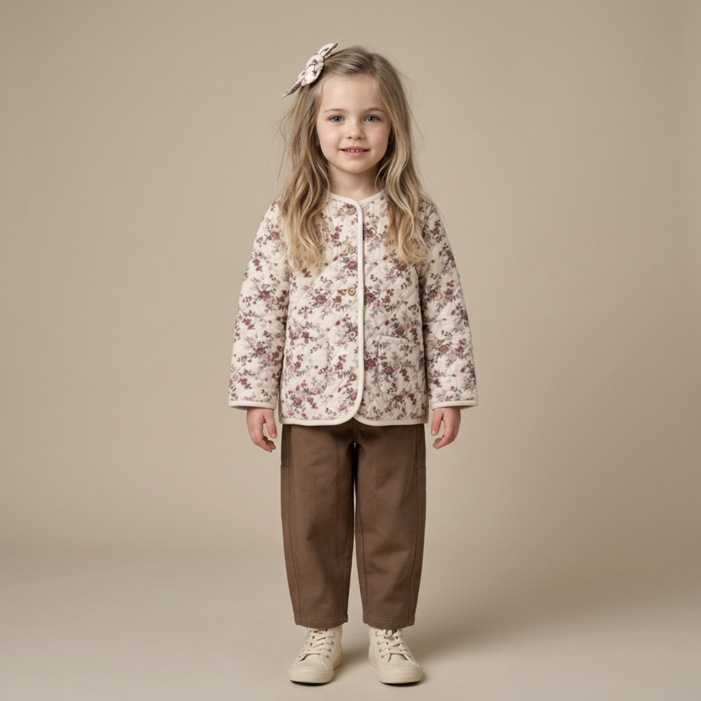 Organic Quilted Buttoned Jacket - Wildrose