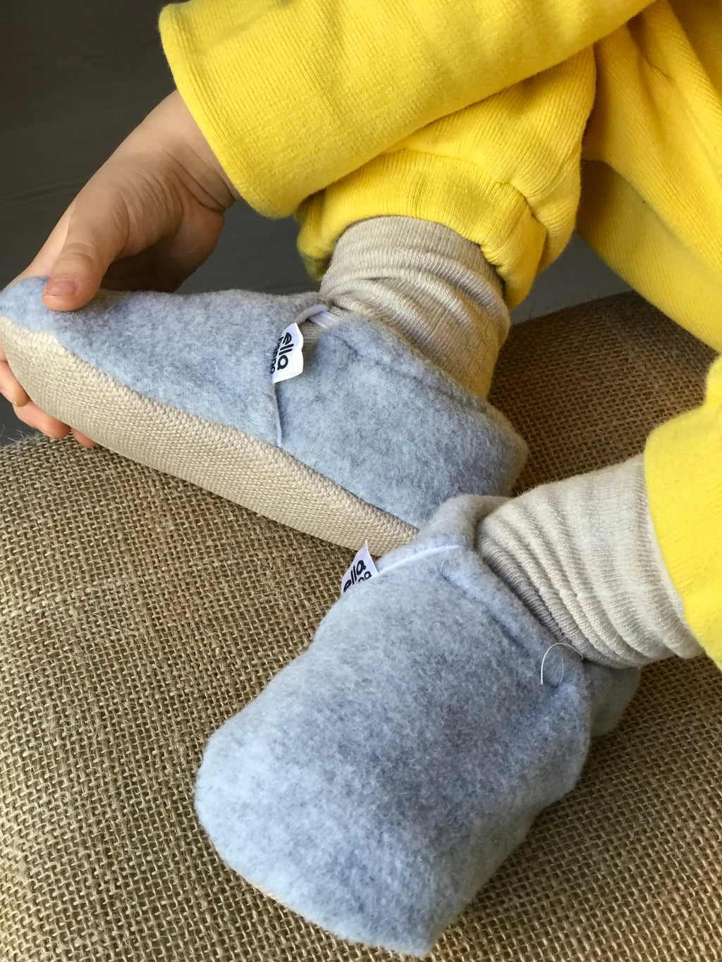 Fleece Soft Sole Baby Moccasins – Gray