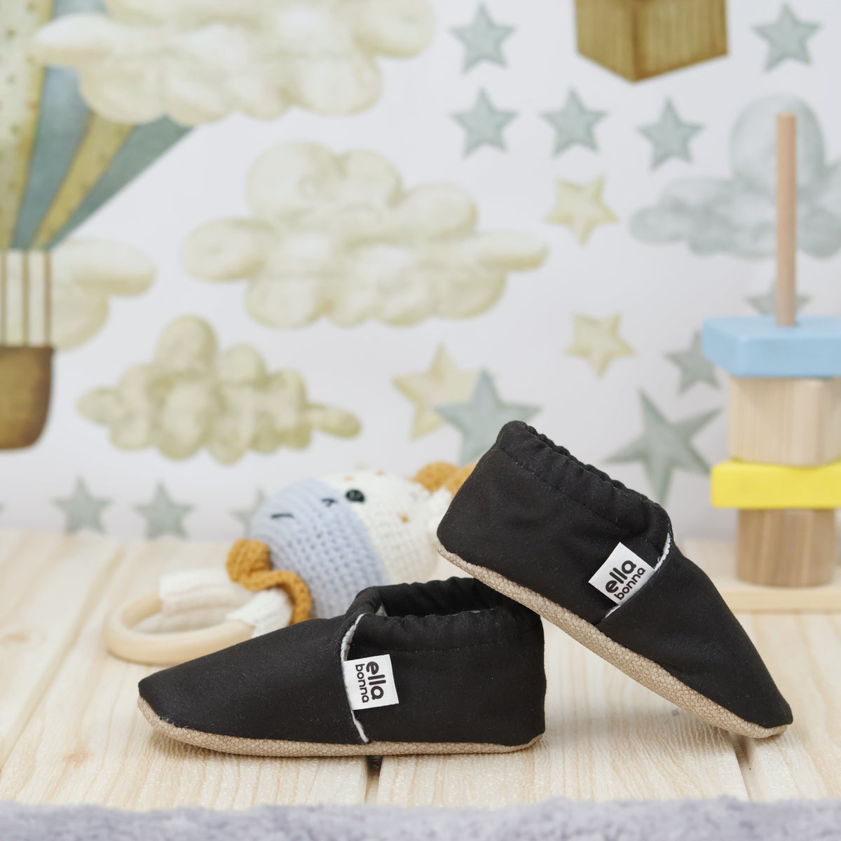 Black Soft Sole Baby Moccasins