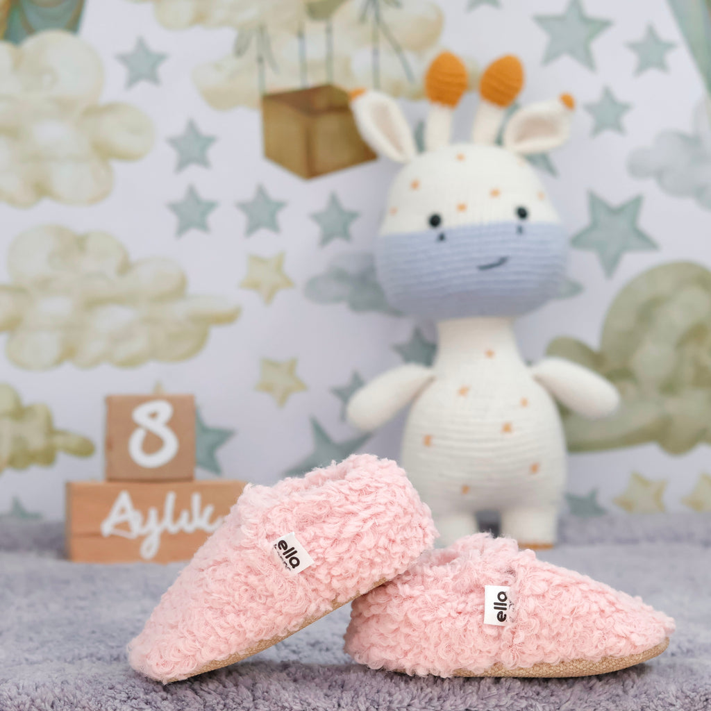 Teddy Soft Sole Baby Slippers – Pink