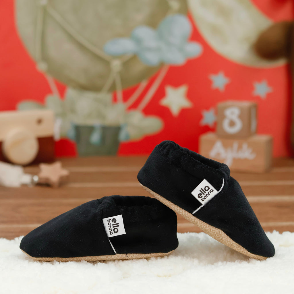 Velvet Soft Sole Baby Moccasins – Black