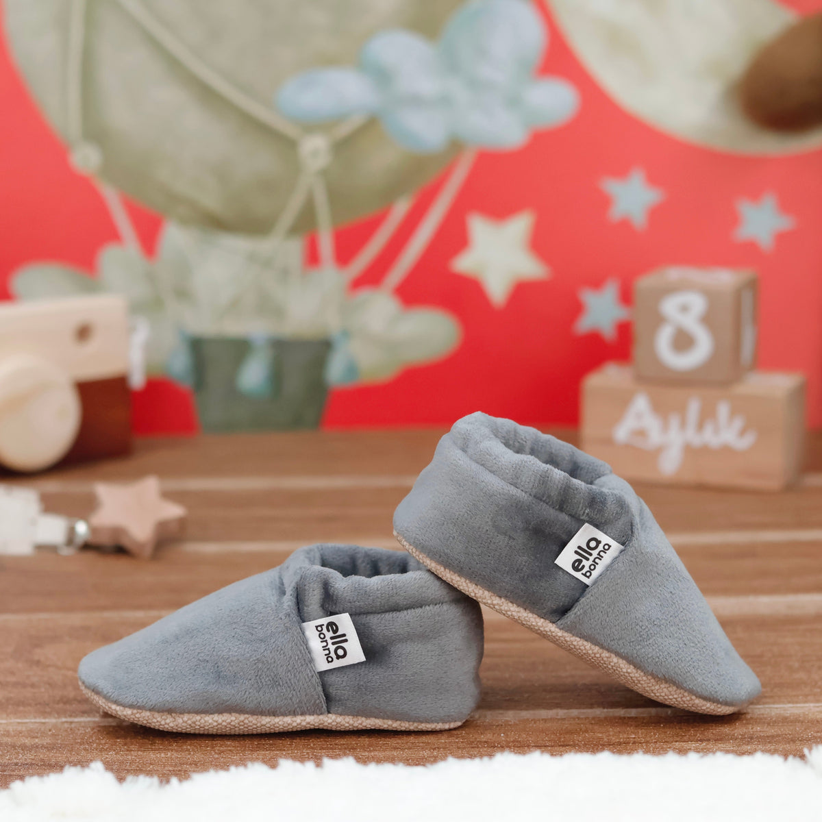 Velvet Soft Sole Baby Moccasins – Gray