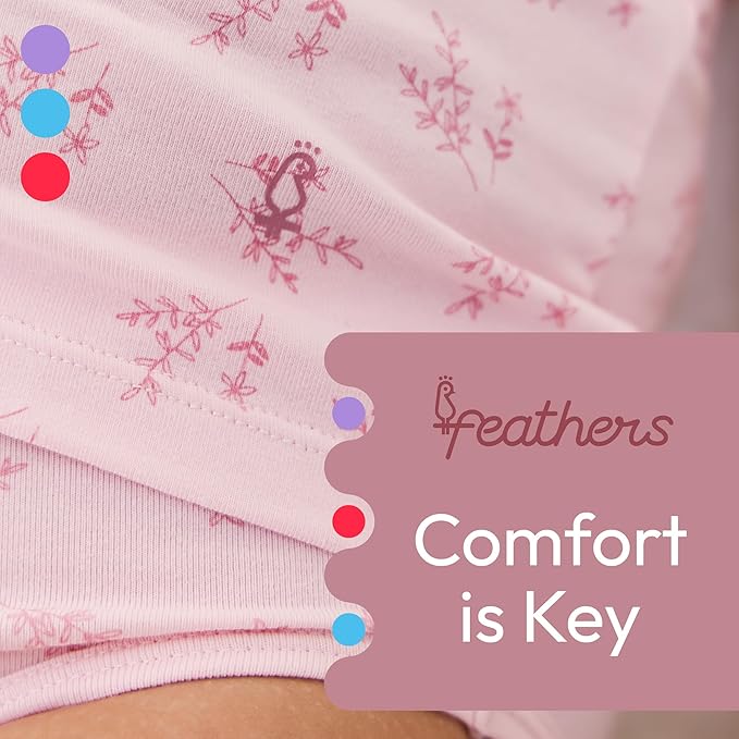 Feathers Leafy Print Snug Tagless Cotton Underwear – Girls Underwear Briefs Super Soft Panties (5 Pack)