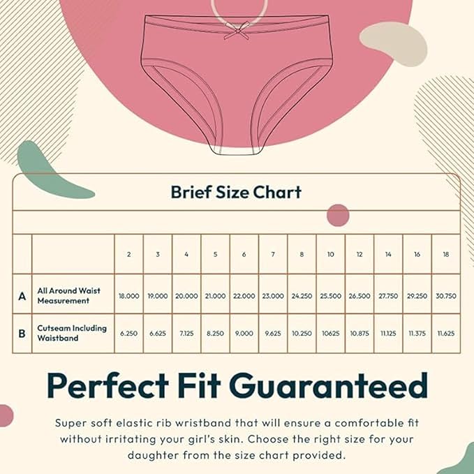 Feathers Girls Solid White Snug Fit Tagless Briefs Underwear - 100% Cotton Super Soft Panties