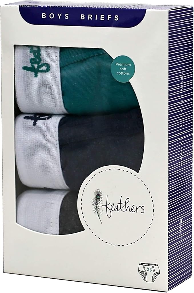 Feathers Boys' Cotton Strech Tagless Briefs Underwear - (3/pack)
