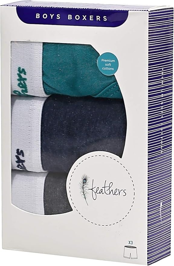 Feathers Boys Cotton Strech Tagless Boxer Briefs Underwear - (3/pack)