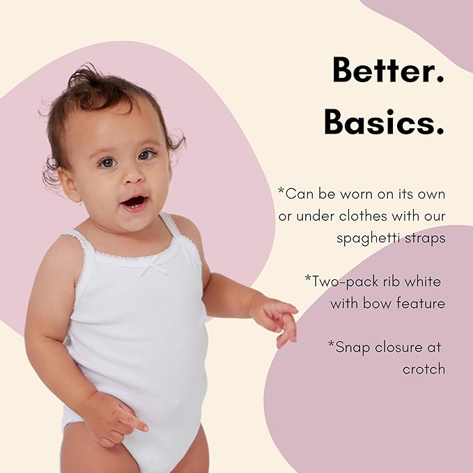 Feathers Tank Top Bodysuits for Baby Girl (2 Pack) Super Soft One-Piece Toddler Bodysuit