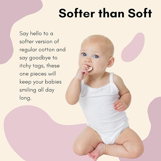 Feathers Tank Top Bodysuits for Baby Girl (2 Pack) Super Soft One-Piece Toddler Bodysuit