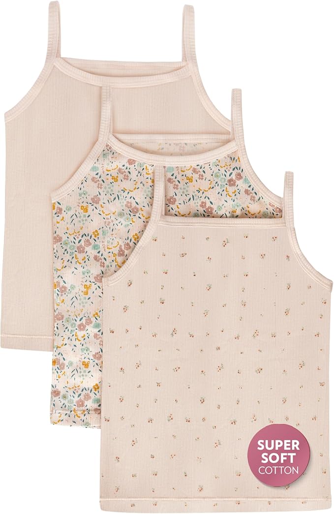 Feathers Super Soft Girls Undershirts Tagless Camisoles – Cotton Cami Girls Tank Tops (3 Pack)
