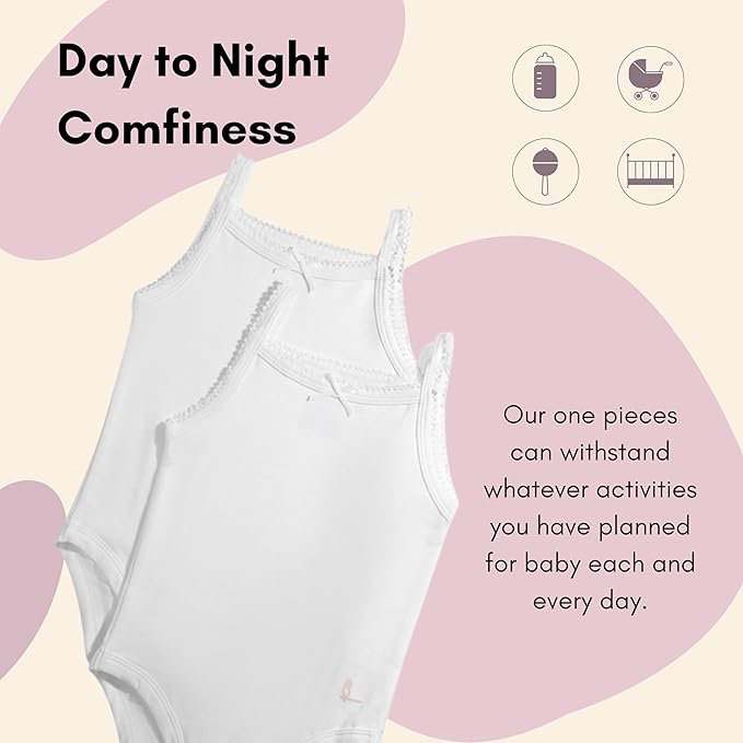 Feathers Tank Top Bodysuits for Baby Girl (2 Pack) Super Soft One-Piece Toddler Bodysuit