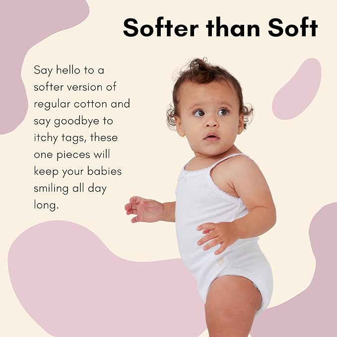 Feathers Tank Top Bodysuits for Baby Girl (2 Pack) Super Soft One-Piece Toddler Bodysuit