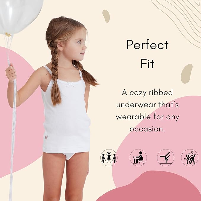 Feathers Girls Rib White Snug Fit Tagless Briefs Underwear - 100% Cotton Super Soft Panties