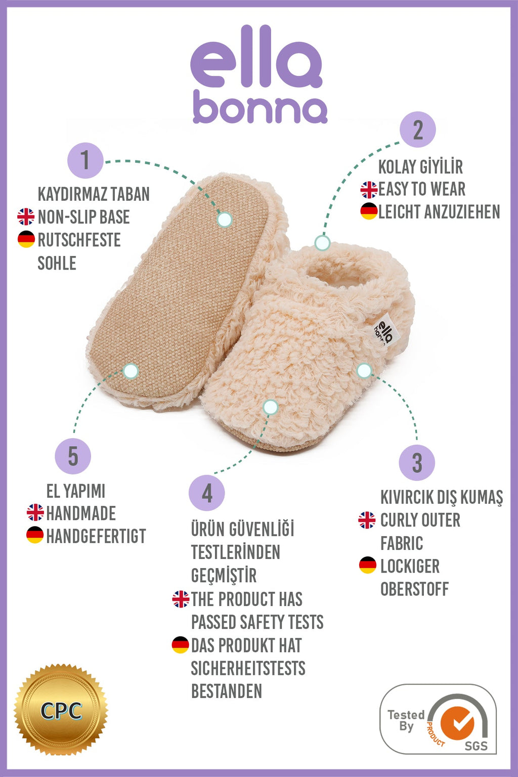 Teddy Soft Sole Baby Slippers – Beige