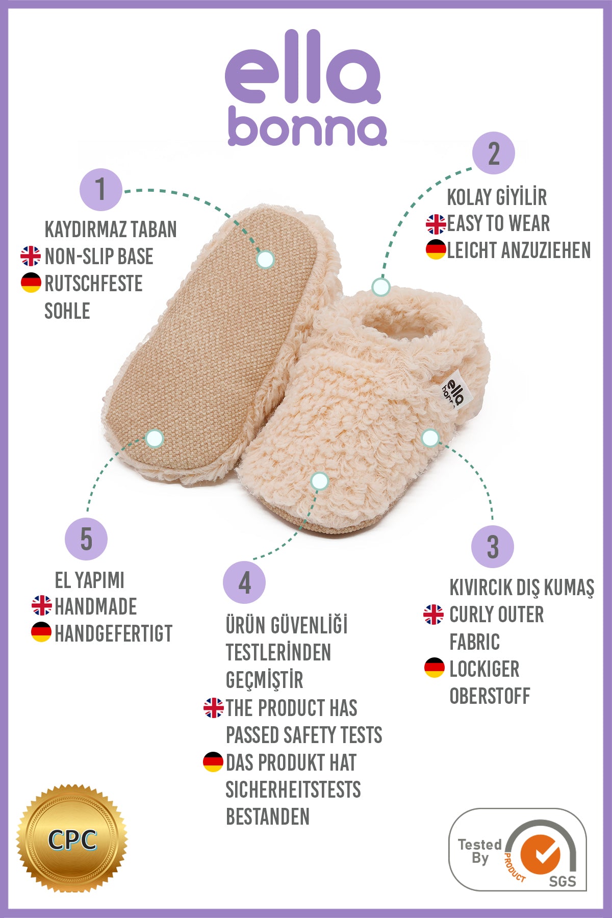 Teddy Soft Sole Baby Slippers – Beige