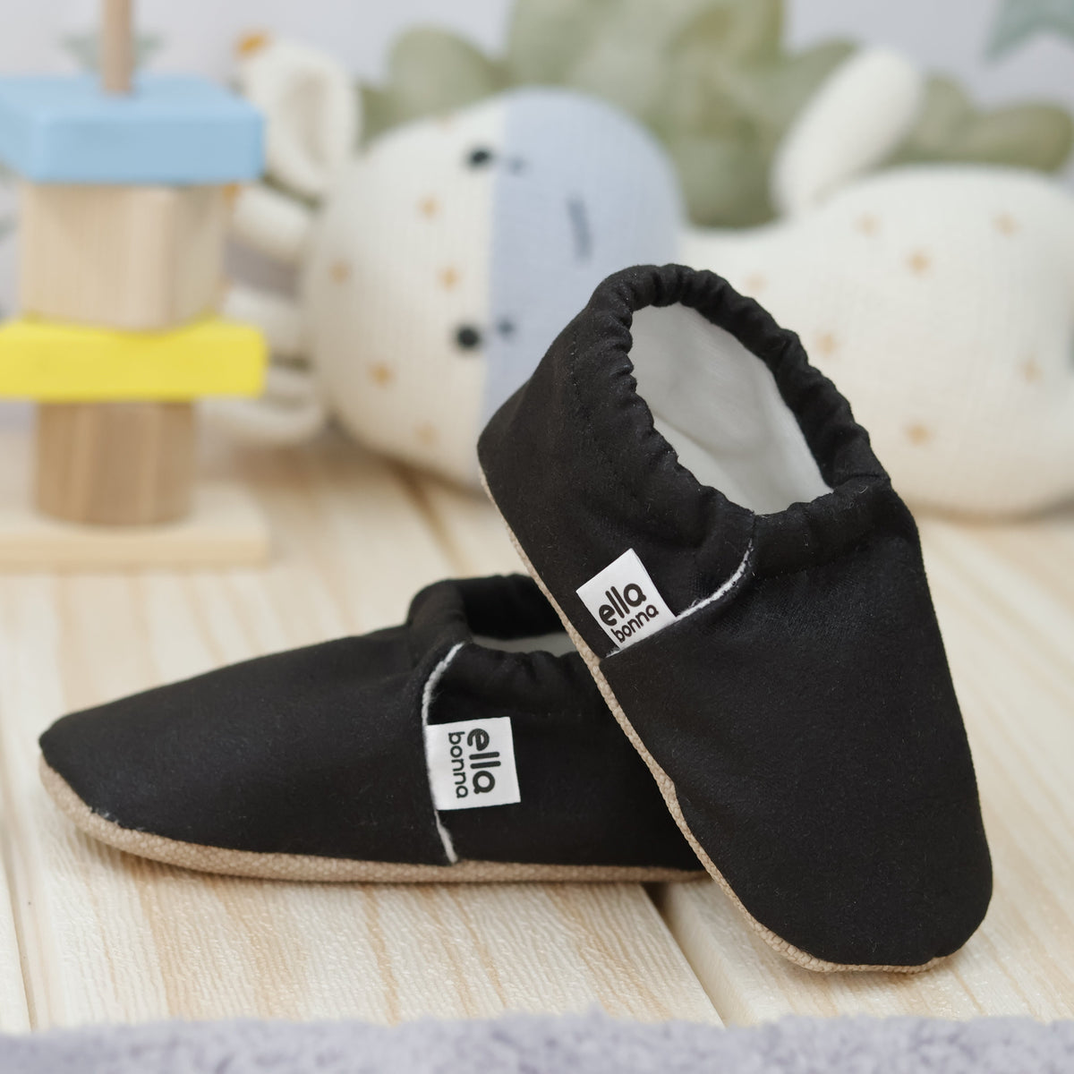 Black Soft Sole Baby Moccasins