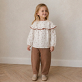 Organic Ruffle Cotton Blouse - Forest Scatter