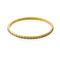 Cosmopolitan Satin 14K Gold Plated Bangle With CZ In Black Rhodium Bezels