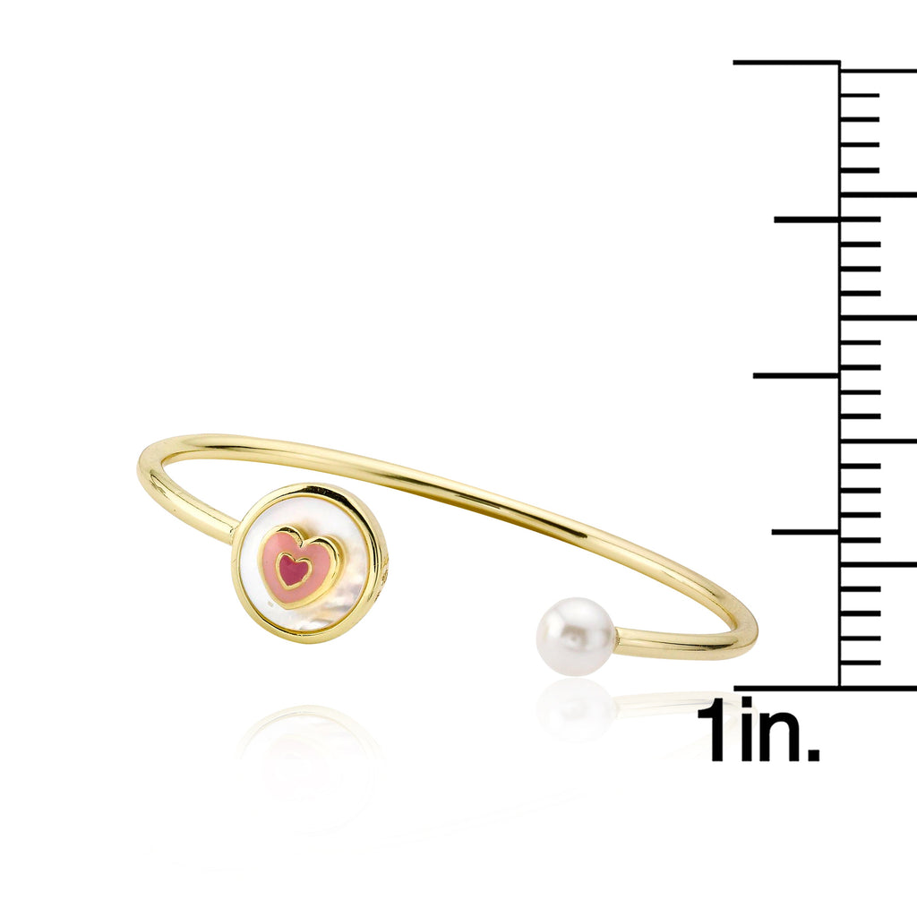 Enamel Heart and Pearl Bangle