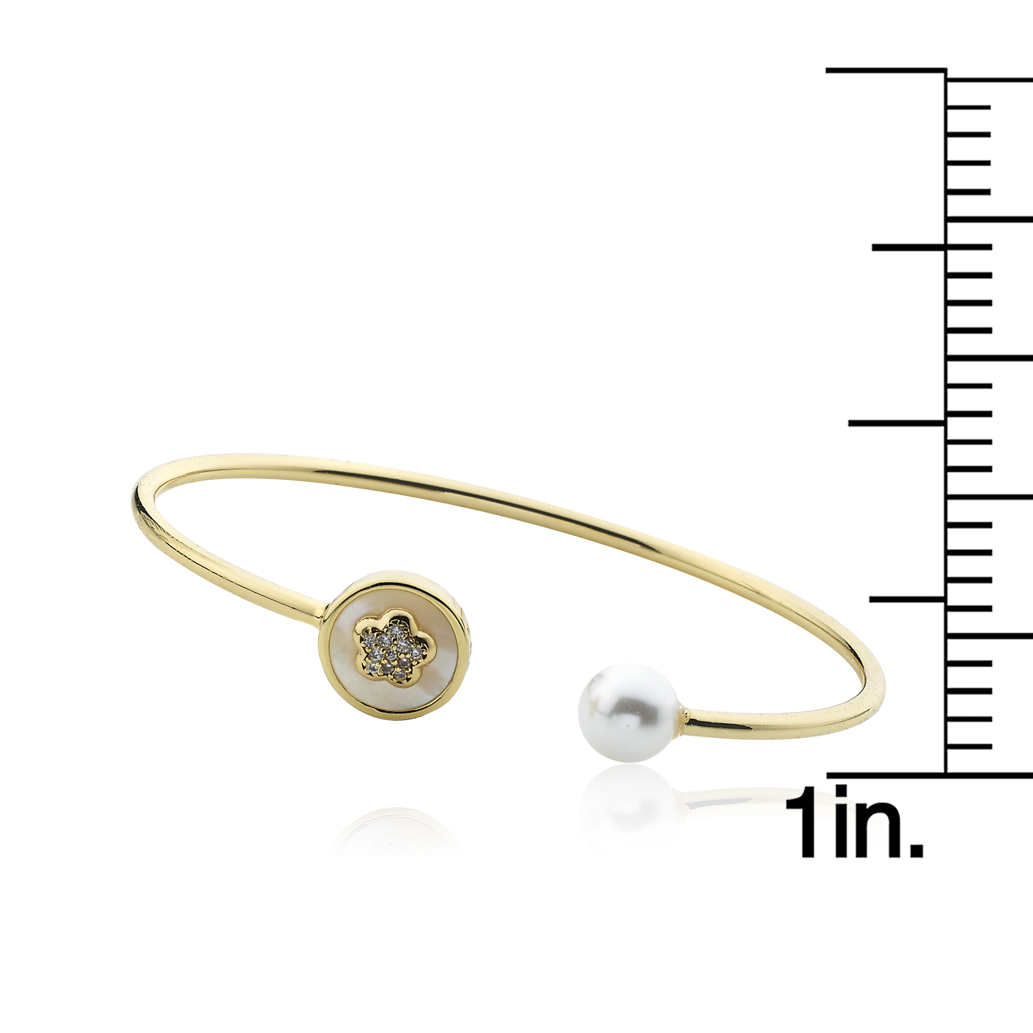 Cz Flower and Pearl Bangle