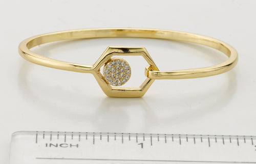 14k Gold Plated Bangle Accented With Floating Cz Circle