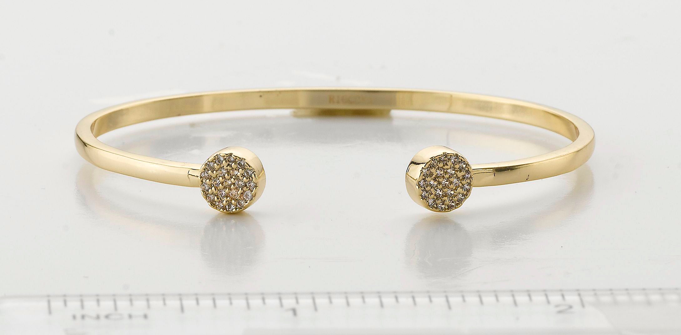 14K Gold Plated Cuff Bangle Accented With CZ Circles