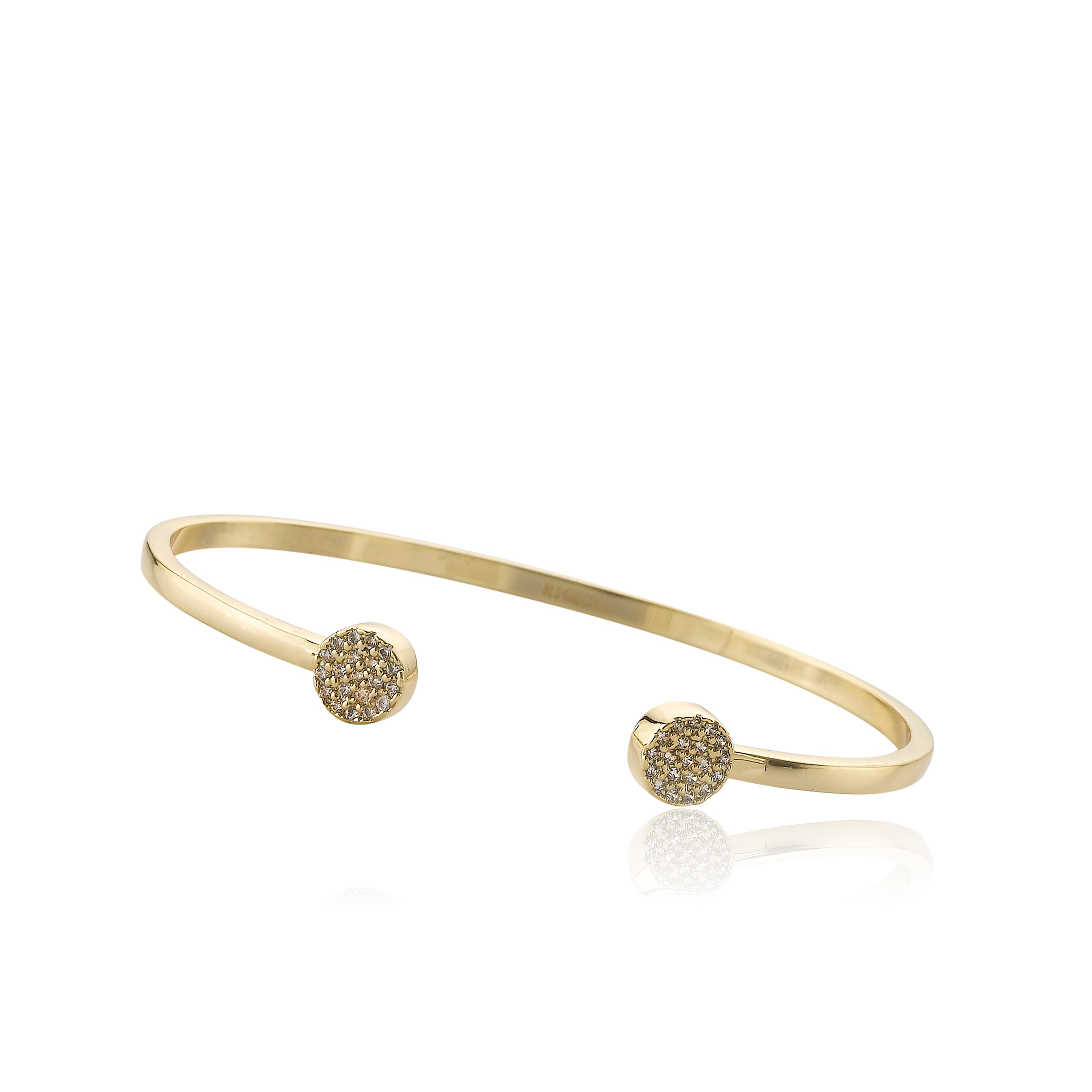 14K Gold Plated Cuff Bangle Accented With CZ Circles