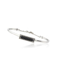 Sand Stone Rhodium Plated and CZ And Blue Stone Rectangle Bangle