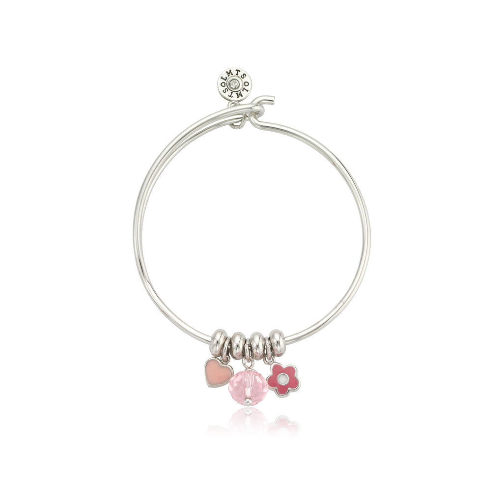 Heart & Flower Charm Bangle