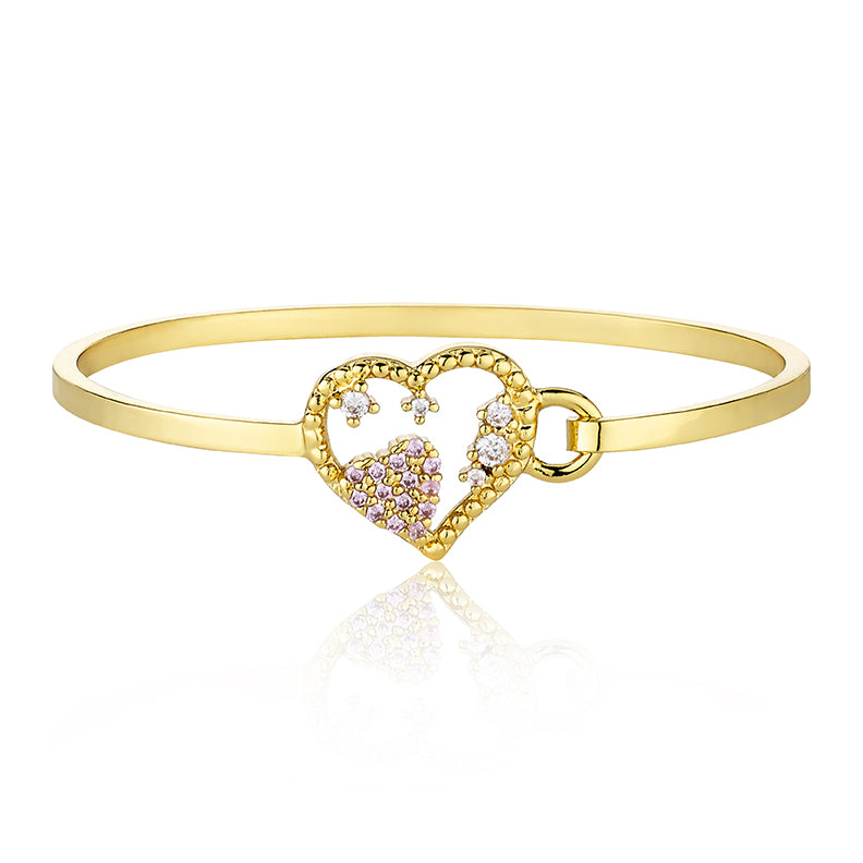 Cubic Zirconium Heart Bangle