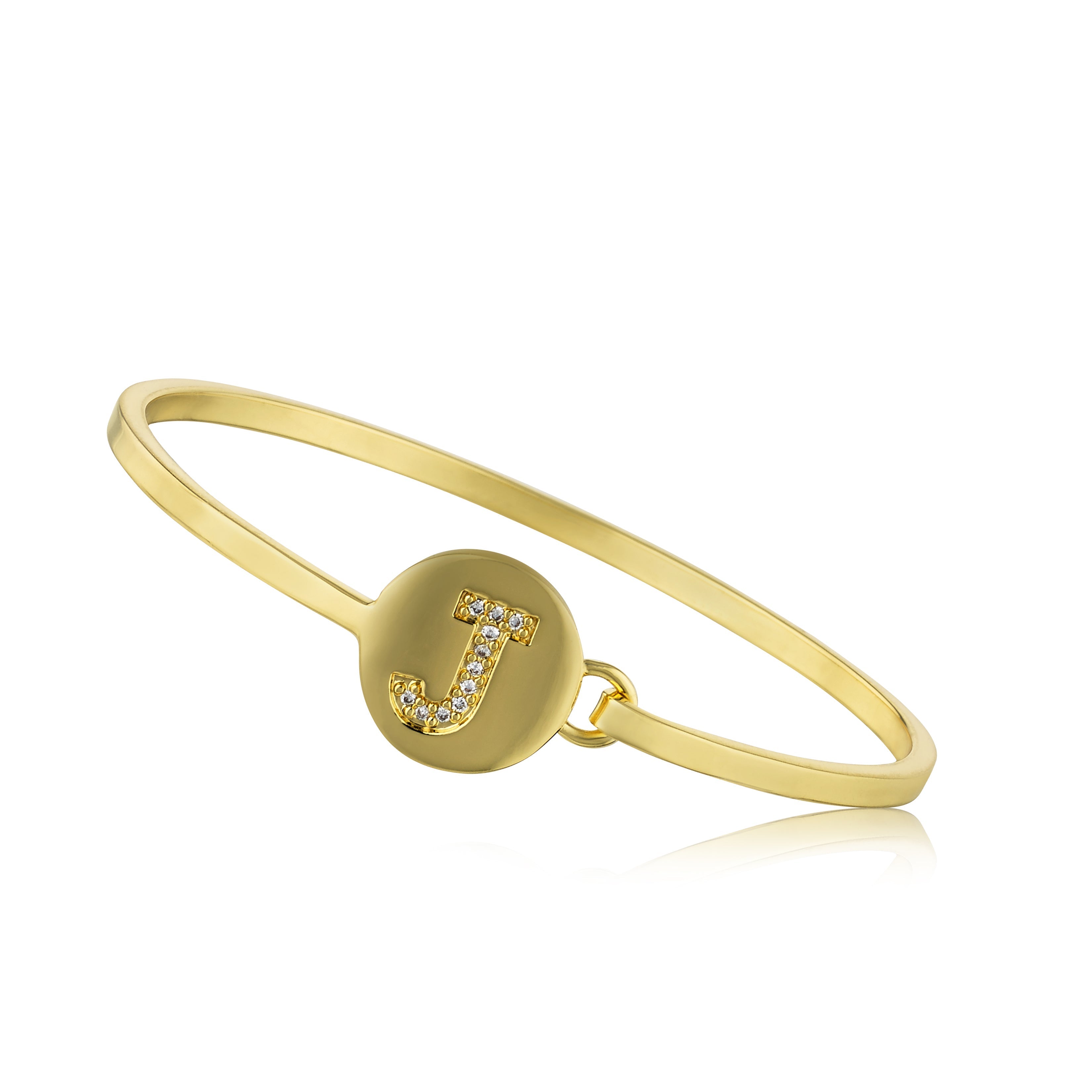 Gold Initial Disc Bangle