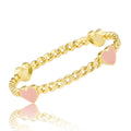 Link Bangle Accented With Enamel Hearts