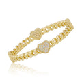 Link Bangle Accented With Cz Hearts