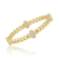 Link Bangle Accented With Cz Clovers