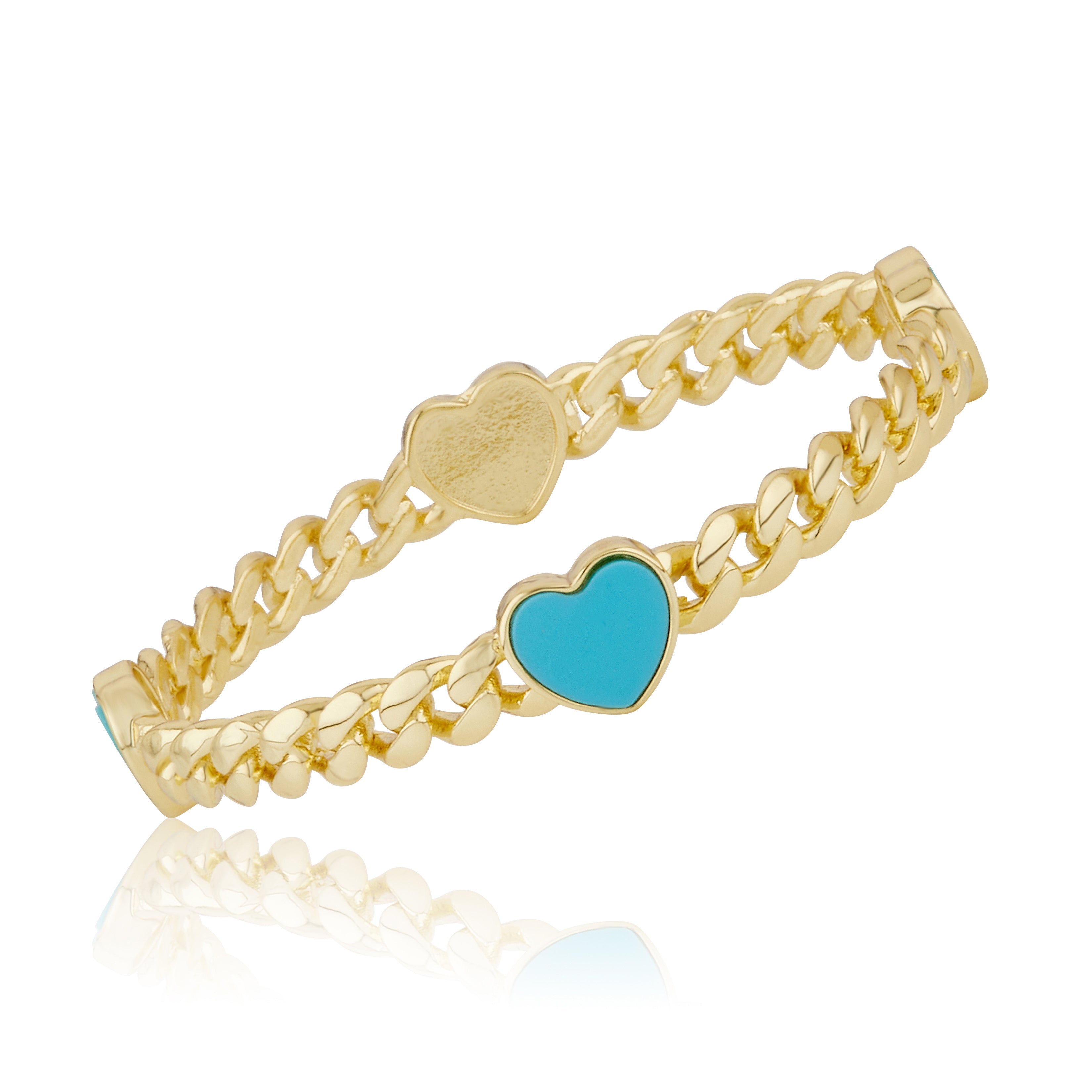 Link Bangle Accented With Mother Of Pearl Hearts